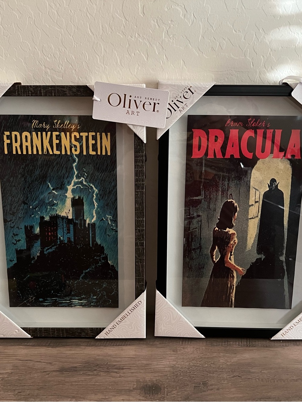 Framed Classic Horror Frankenstein & Dracula Halloween Wall Art